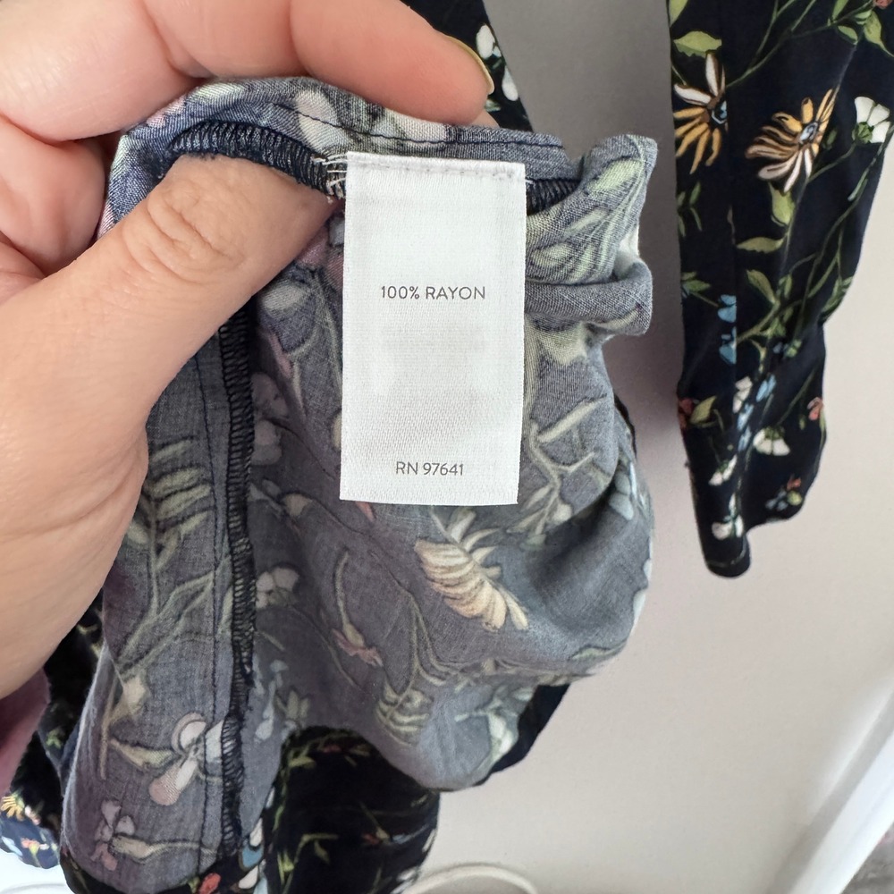 J. Jill Long Sleeve Floral Shirt Dress Belt Modest Church Spring Easter Size L - Picture 5 of 10